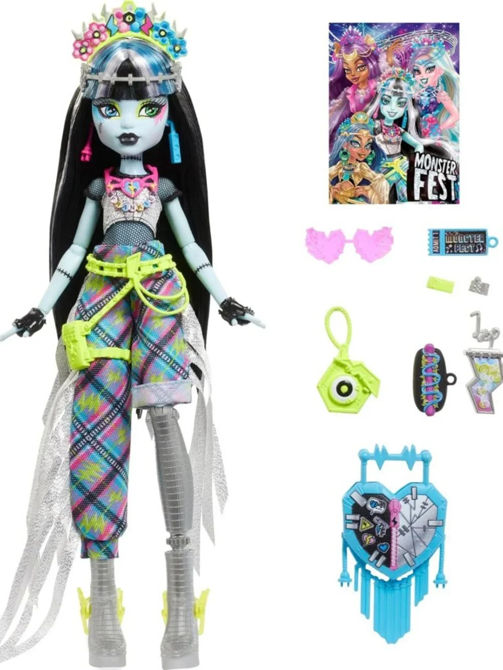 Glam Festival Doll with Accessories, Frankie Stein Inspired Outfit & Fun Snacks